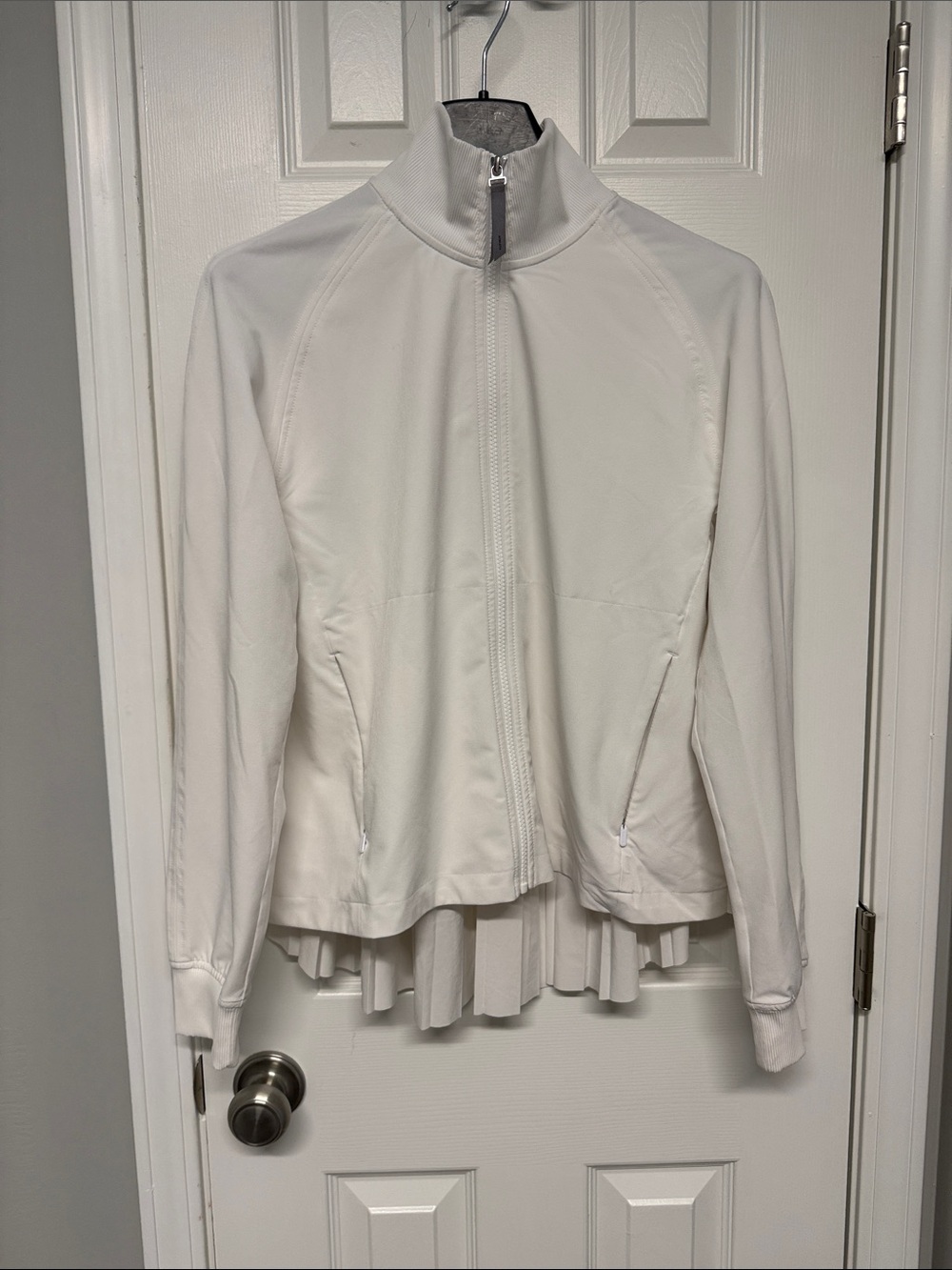 Athleta White Zip-Up Performance Bomber Jacket